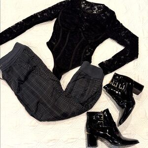 Anthropologie Plaid & Animal Print Pull On Tencel Sz XS petite Utility Joggers